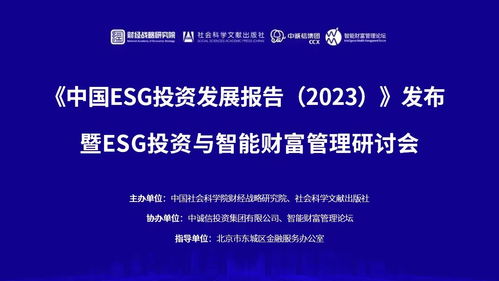 中國esg投資發展報告 發布 馬永諳 智能財富管理推動esg投資發展